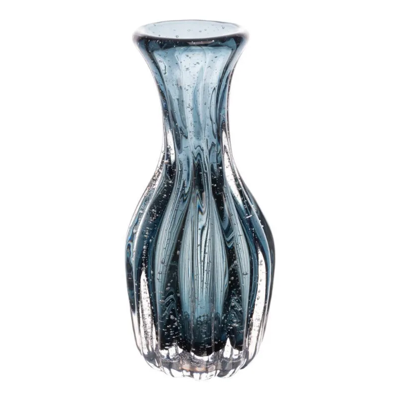 Vaso De Vidro Italy Azul 9,5cm X 20cm