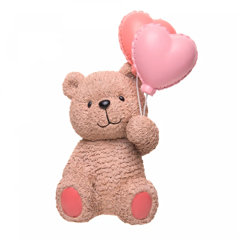 Figura Decorativa Ursinho com Balões Teddy Charm Resina - Wolff Unico