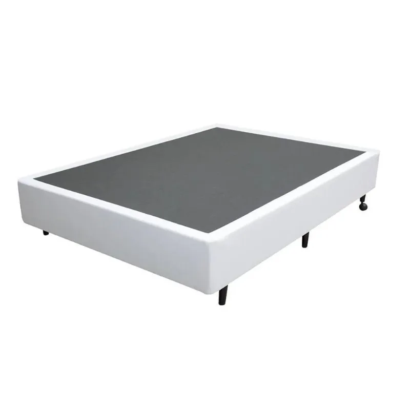 Cama Box Casal Base Simples Madeira com Pés Fixos Branco Colchão dos Sonhos