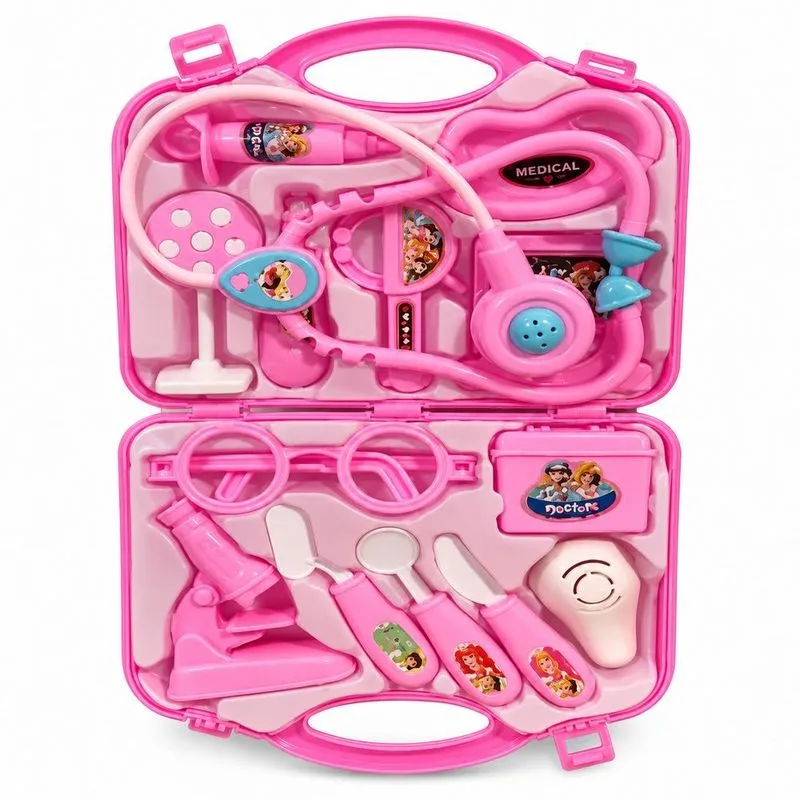 Kit Médico Infantil com Acessórios Rosa para Brincadeira de Faz de Conta Kit Médico Infantil com Acessórios Rosa para Faz de Conta