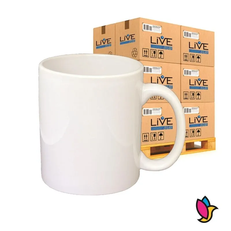 24 Canecas Brancas Porcelana Importada Sublimação 325ml Live