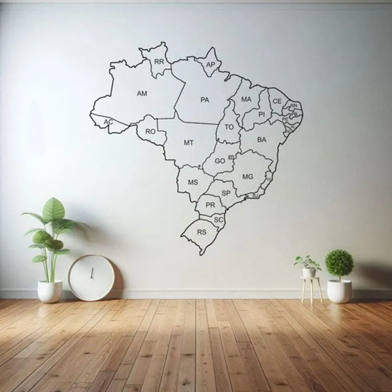 Adesivo De Parede Mapa Do Brasil Escritório 1,15 X 1,15m