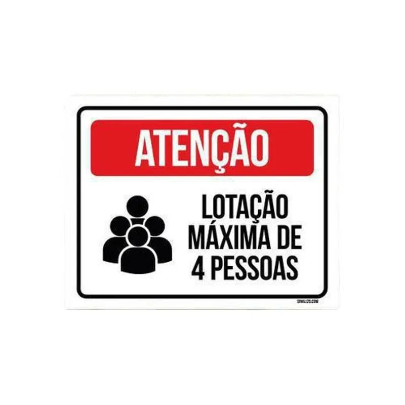 Kit 10 Placas Atenção Lotação Máxima De 4 Pessoas