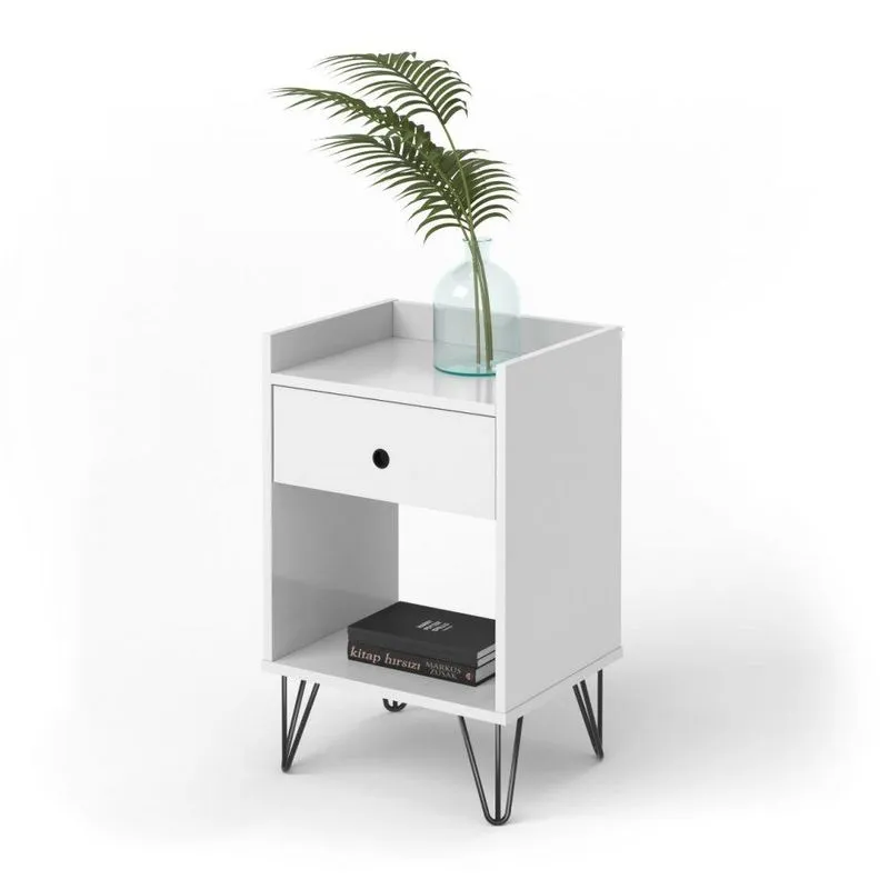 Mesa De Cabeceira Gabriela Cor Branco - Comprar Moveis Em Casa