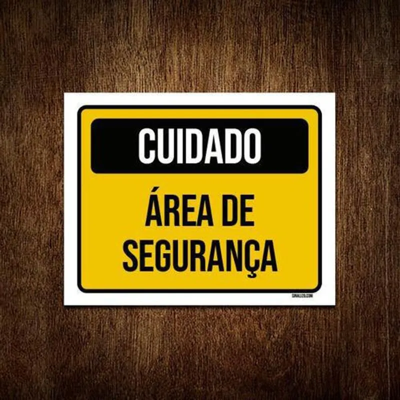 Kit 3 Placas Sinalização Cuidado Área De Segurança