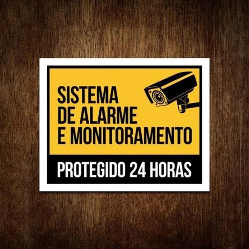 Placa Sistema De Alarme E Monitoramento Protegido (27x35)