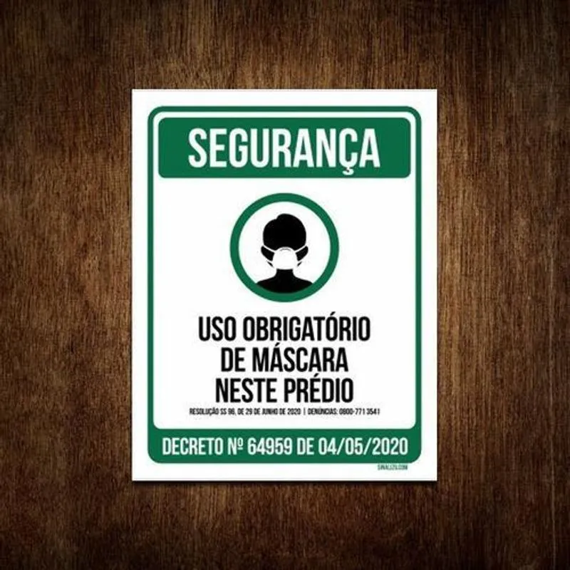 Placa Uso Obrigatório De Máscara Neste Prédio Governo 36x46