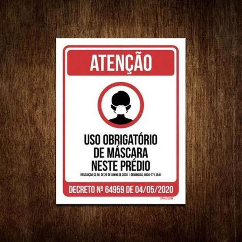 Placa Uso Obrigatório Máscara Estabelecimento Comércio 27x35