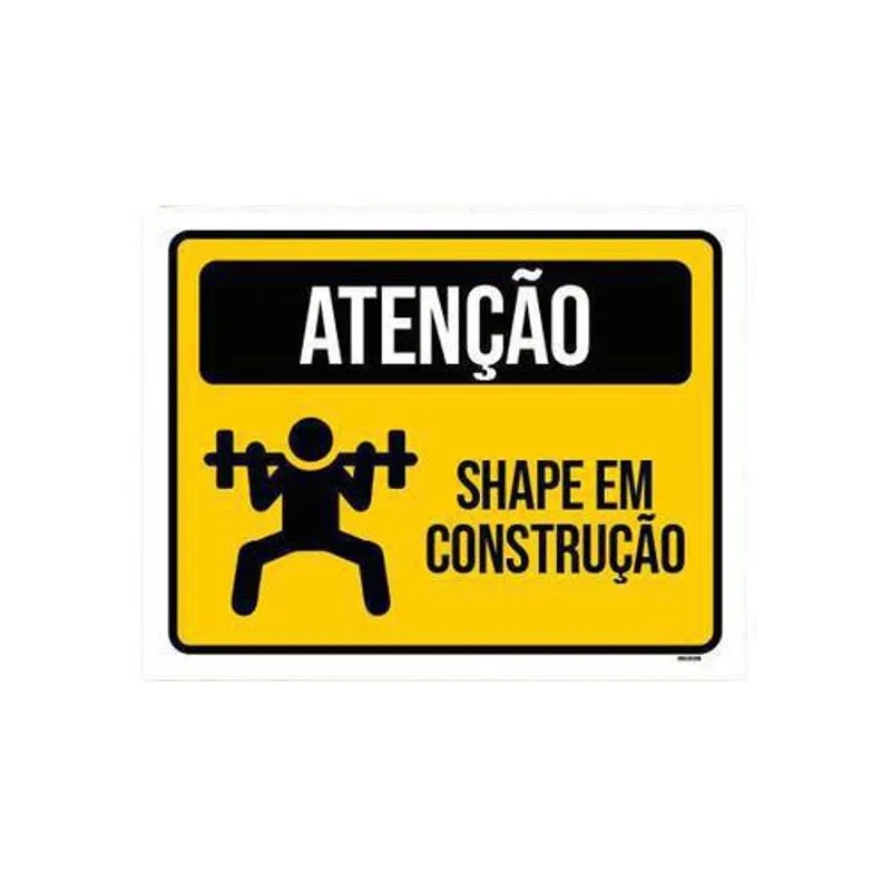 Placa Atenção Shape Em Construção Horizontal 18x23
