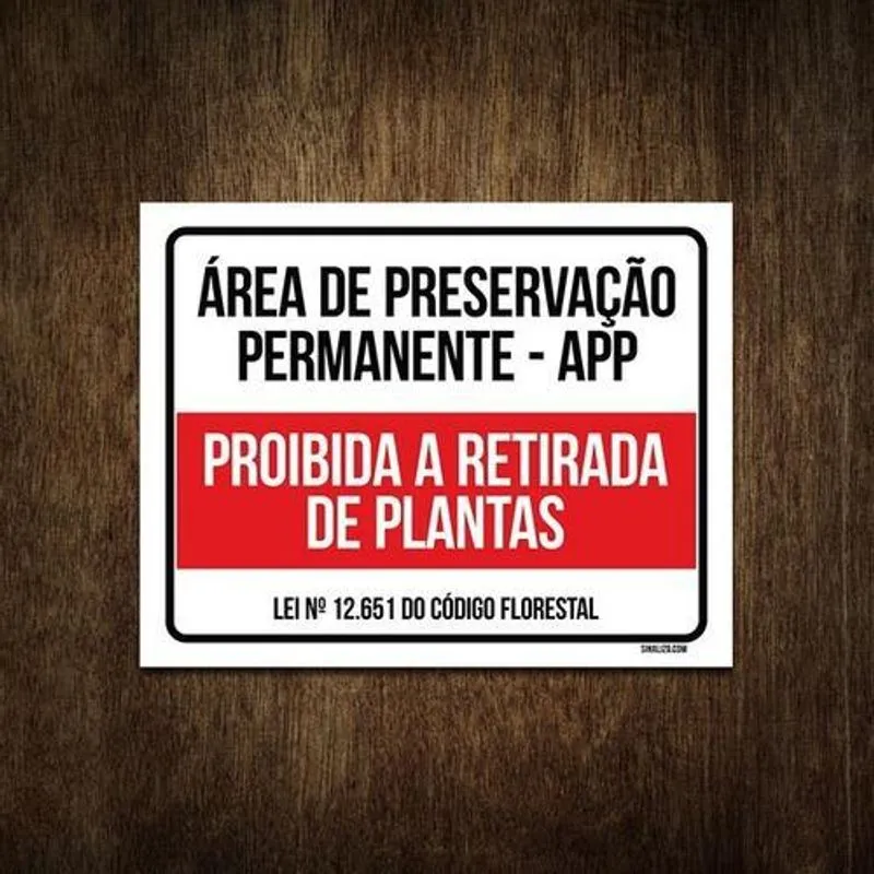 Placa Área Preservação Permanente Retirada De Plantas 18x23