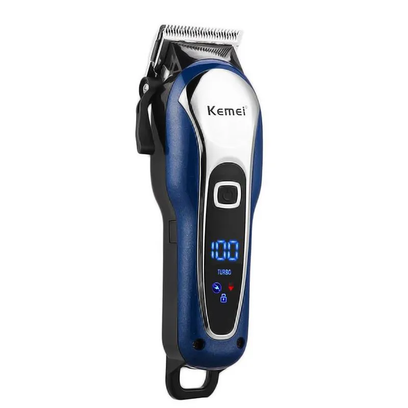 2 Máquina D Cortar Cabelo Kemei Km1995 Elétrica Azul
