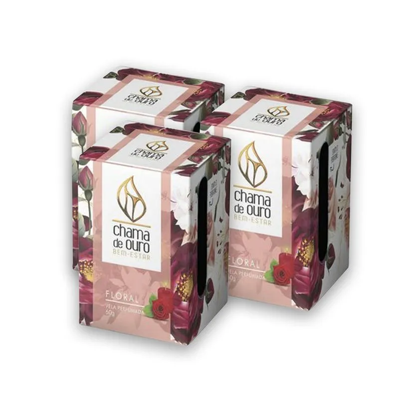 Kit 3 Velas Floral Aromáticas Perfumada Vela Decorativa 60g