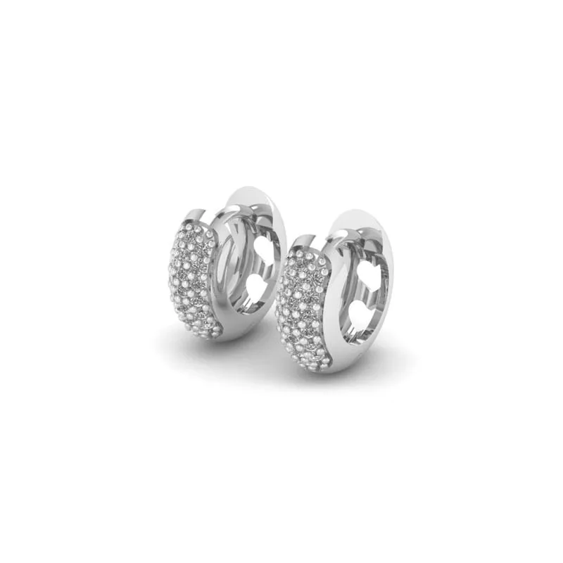 Brinco Click Argola Prata Com Zirconias 12.5 Mm