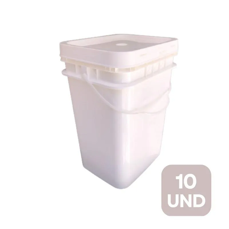 Balde Retangular 20l Para Agua Com Tampa 10 Und