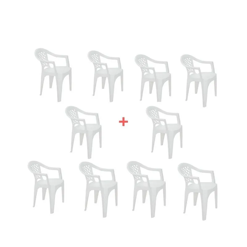 Kit 10 peças cadeira com braços iguape branca tramontina
