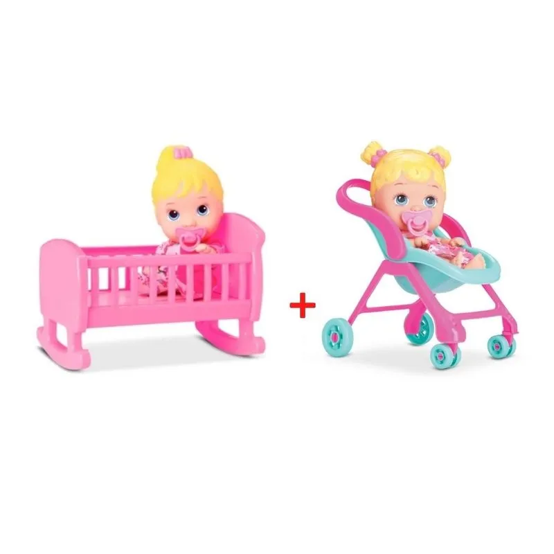 KIT DE BONECAS LITTLE DOLLS BERCINHO E LITTLE DOLLS PASSEIO