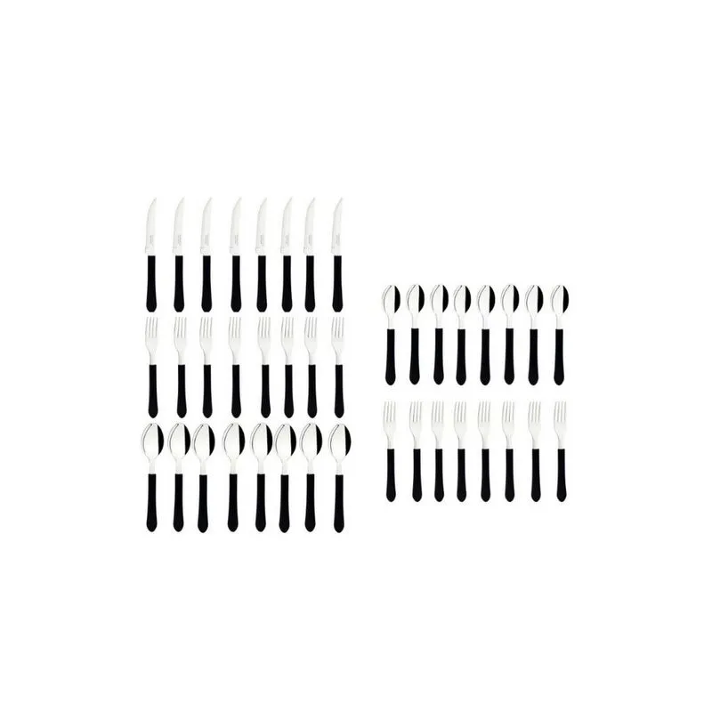 KIT COM 2 FAQUEIROS 20 PEÇAS LEME PRETO AÇO INOX TRAMONTINA