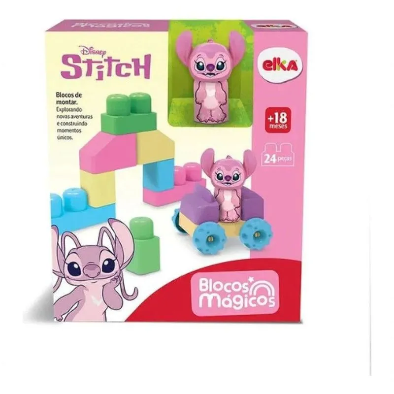 Blocos de Montar Angel Mágicos 1309 Infantil com Figura Personagem Rosa Elka