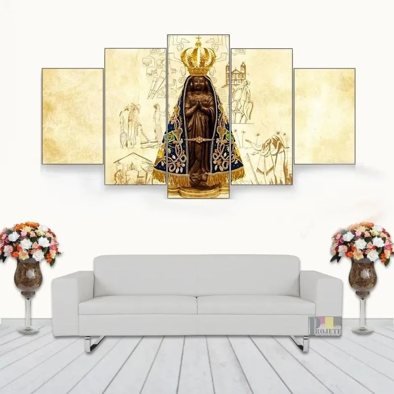 Quadro De Parede Nossa Senhora Aparecida 5 Peças