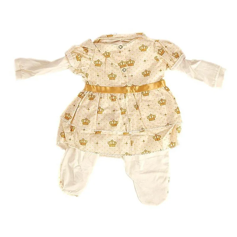 Saída De Maternidade Menina C Acessórios Coroa Bege