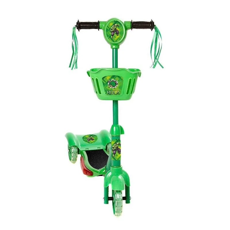 Brinquedo Patinete Infantil Hulk 3 Rodas Com Luz E Som