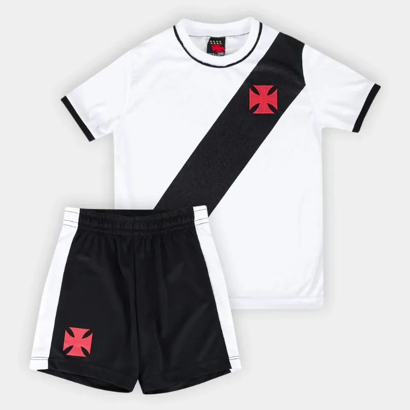 Conjunto Infantil Vasco Da Gama Camiseta E Shorts Oficial - Branco - 12