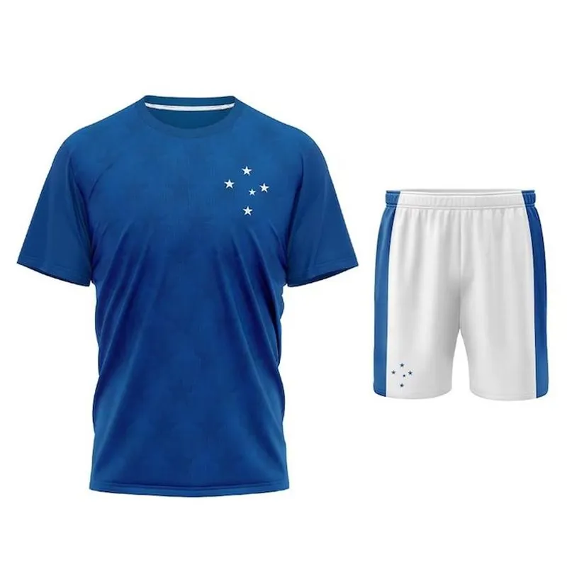 Conjunto Infantil Do Cruzeiro Camiseta E Shorts Oficial - Azul - 12