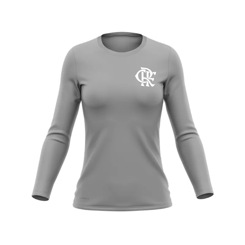 Camisa Flamengo Feminina Manga Longa Protection Cinza Braziline G
