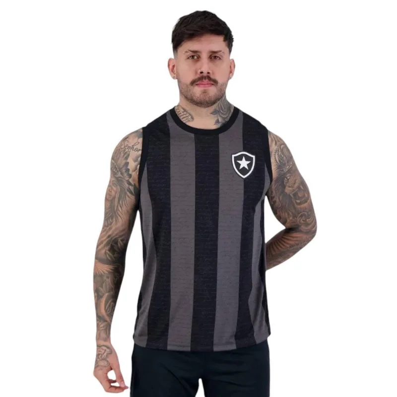 Regata Botafogo Braziline Fonte Masculina GG / Grafite e Preto