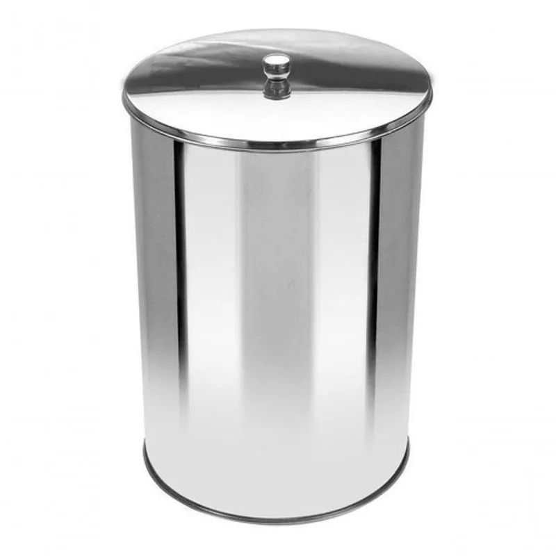 Lixeira Office Redonda Com Tampa Em Inox 7 Litros