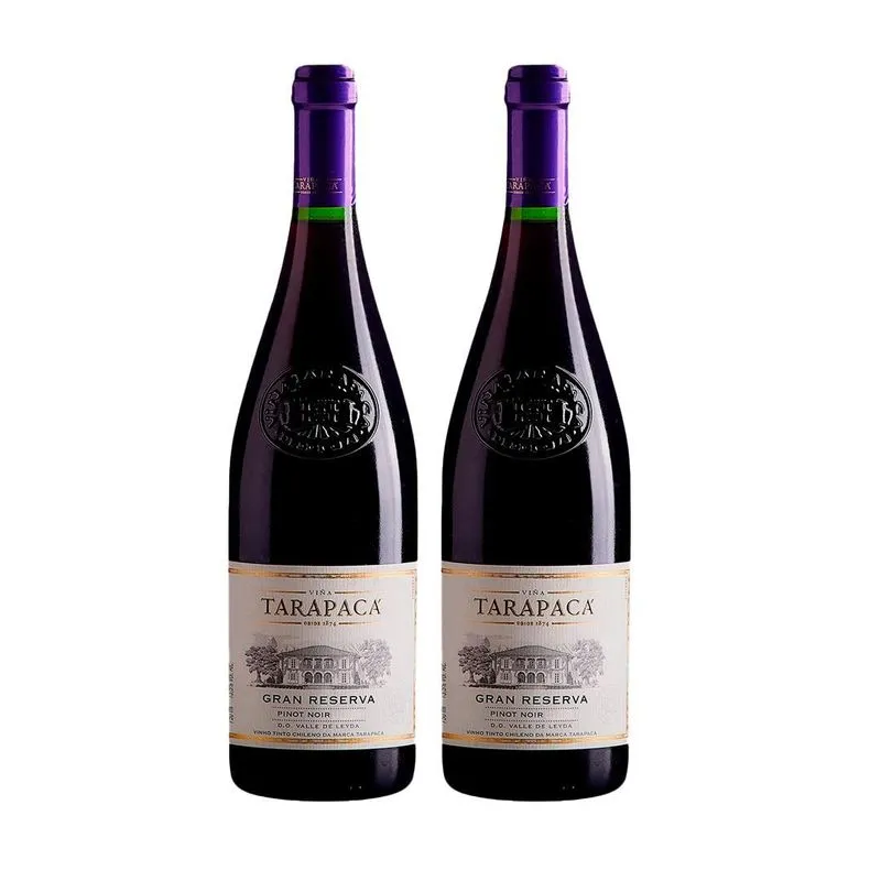 Kit 2 Garrafas Vinho Gran Reserva Tarapaca Pinot Noir 750ml