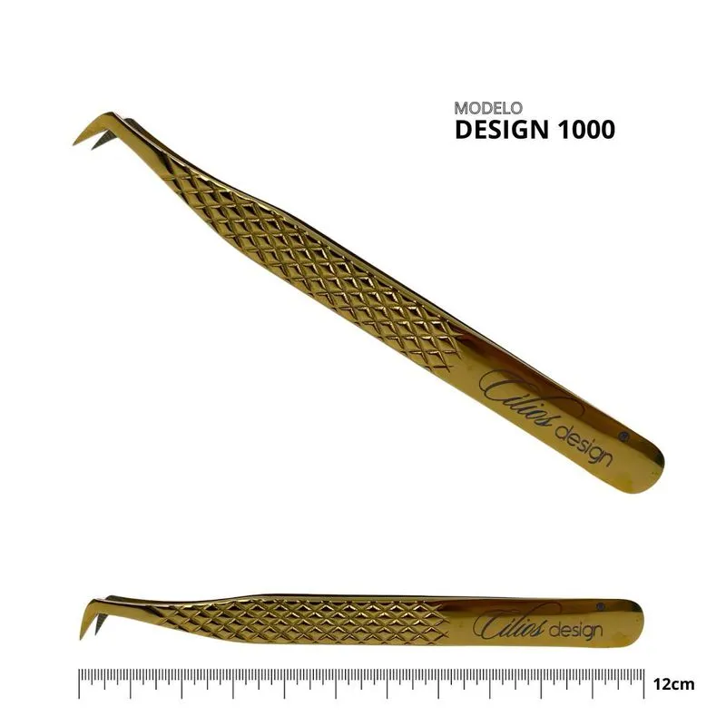 Pinça Premium Para Alongamento De Cílios Design Dourada Nova