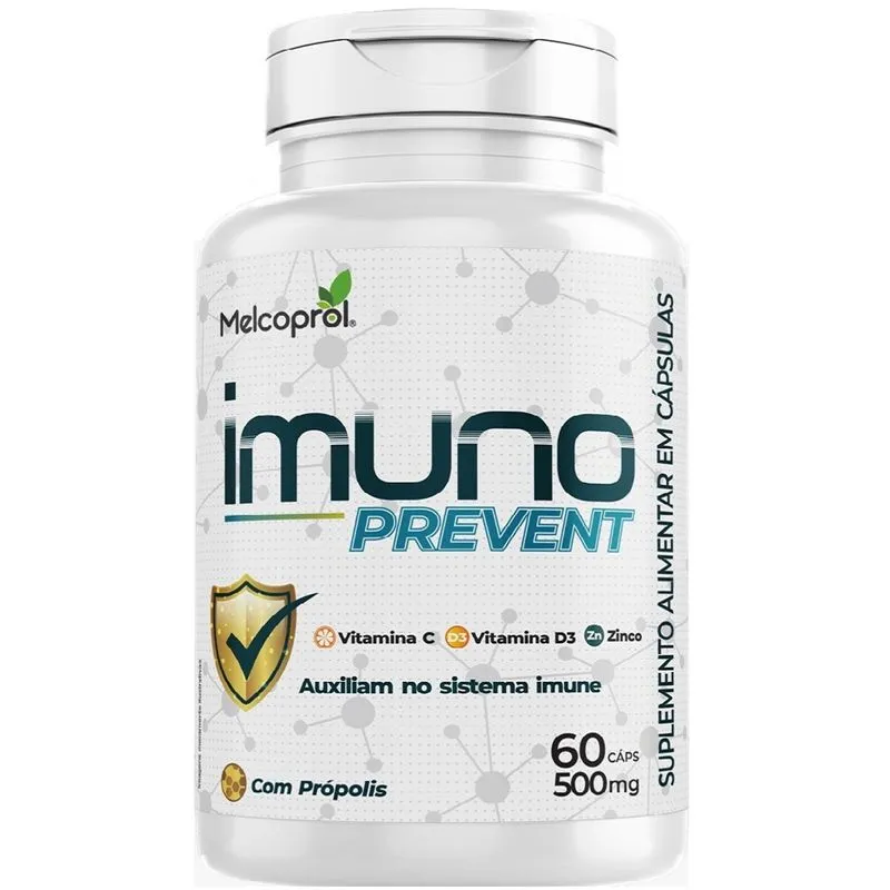 Imuno Prevent 500mg 8x 60 cápsulas Vit C, D3 e Zinco Melcoprol