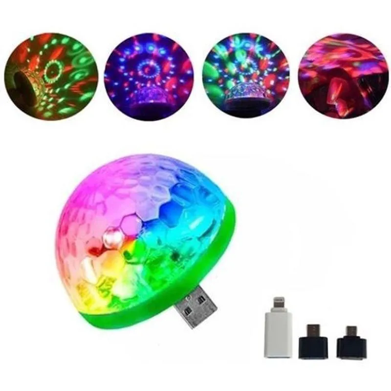 Mini Globo LED rgb p/ Celular Carro USB - Magic Ball 4W