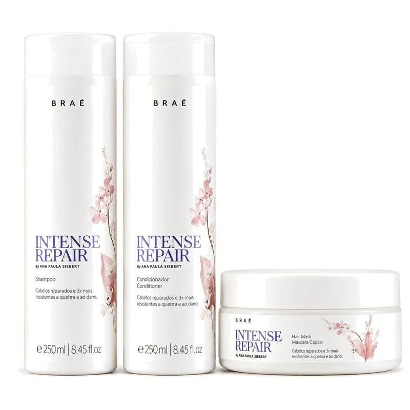 KIT Shampoo + Condicionador 250ml + Máscara Intense Repair 200g Braé by Ana Paula Siebert