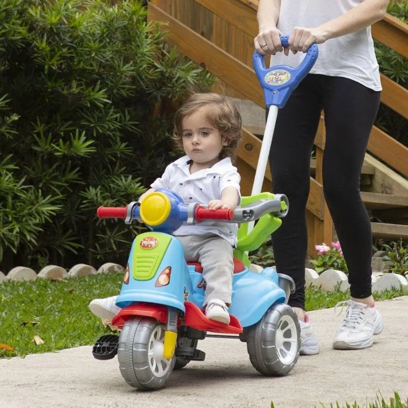 Triciclo Infantil Avespa Com Guia E Buzina Ajustável Colorido Maral