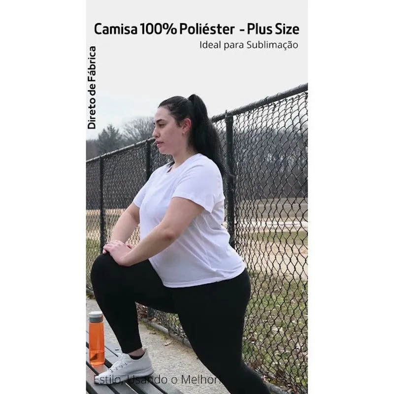 Camiseta Plus Size Feminina Branca 100% poliéster para Sublimar Barata Revenda Presente Reveillon
