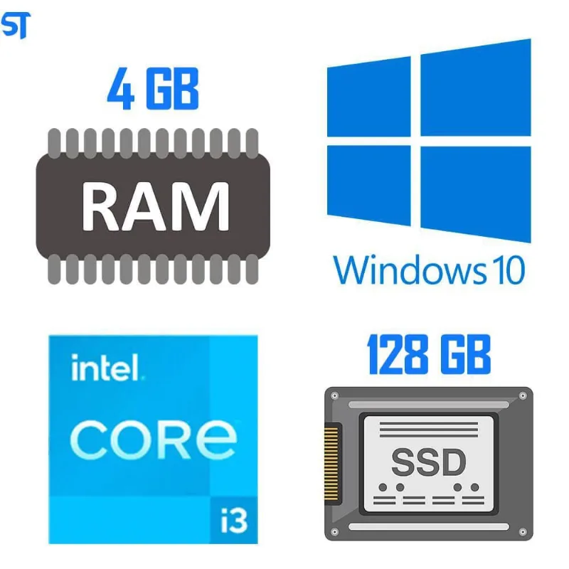 Pc I3-Ssd 128Gb -Ram 4Gb-Monitor 19-Teclado, Mouse, Mousepad