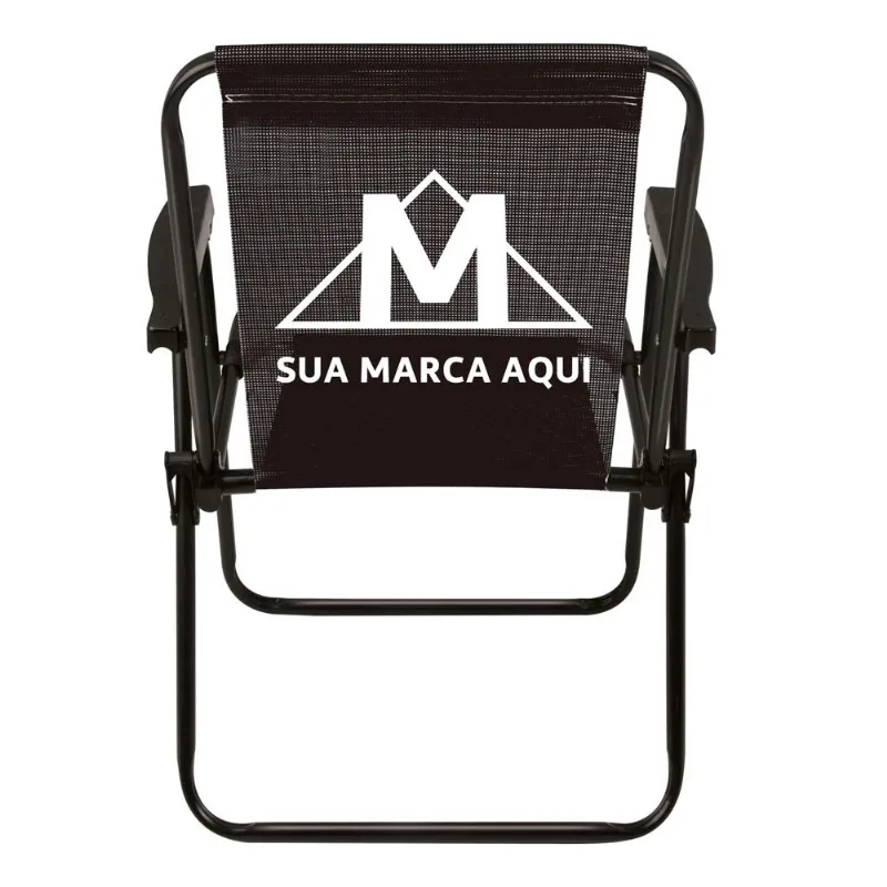 Cadeira Alta Aço Preto Tela Preta Promocional