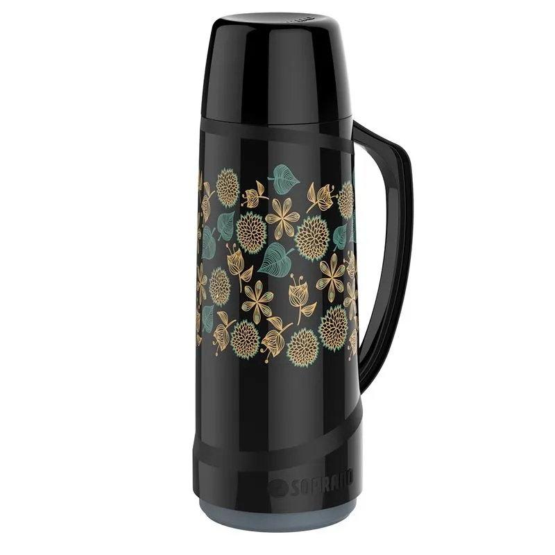Garrafa Térmica Cristal 1L Preta Café Soprano
