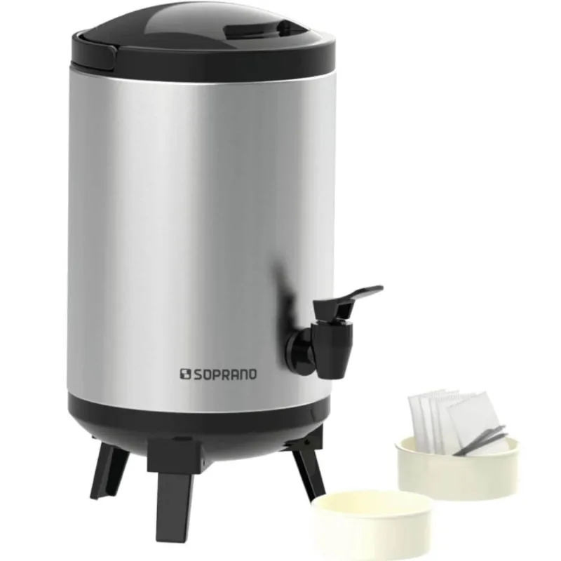 Garrafão Térmico Aço Inox tipo Botijão 4L em Inox com torneira Preto Palace Soprano