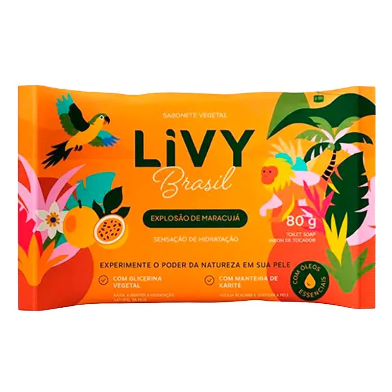 Sabonete em Barra Livy Brasil Explosão de Maracujá Sensação de Hidratação 80g