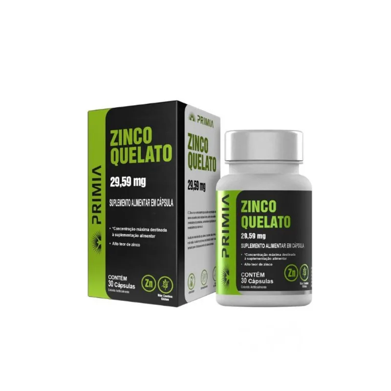 Primia Zinco Quelato 29,59mg 30 Cápsulas PRIMIA ZINCO QUELATO 29,59MG 30CP