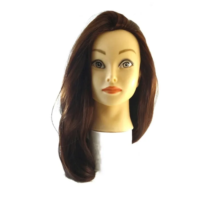 Cabeça Boneca cabelo Humano para treino Com suporte de mesa