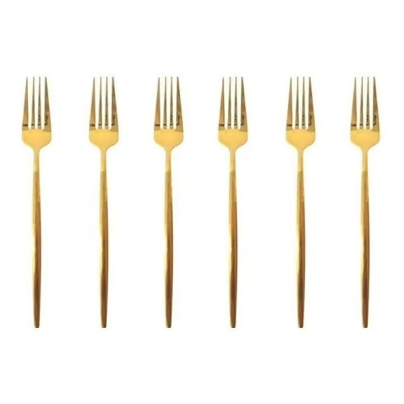 Kit 6 Garfo Mesa Dourado De Luxo Elegante - Premium