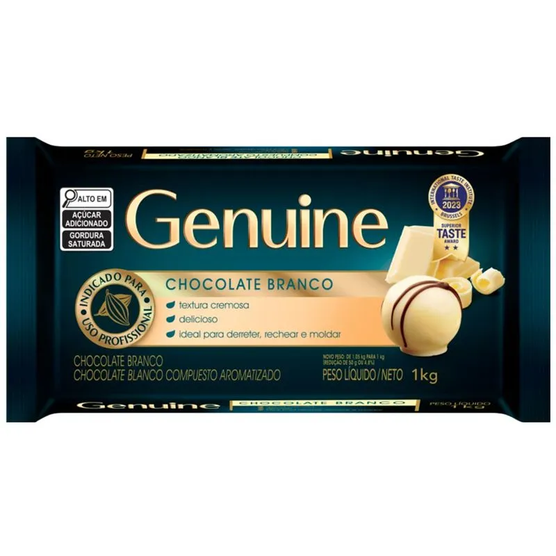 Barra de Chocolate Genuine Branco 1kg - Cargill