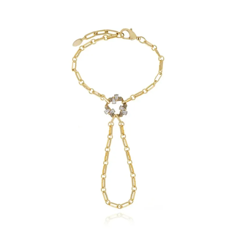 Pulseira de Mão Jazz Claudia Arbex Ouro Vintage