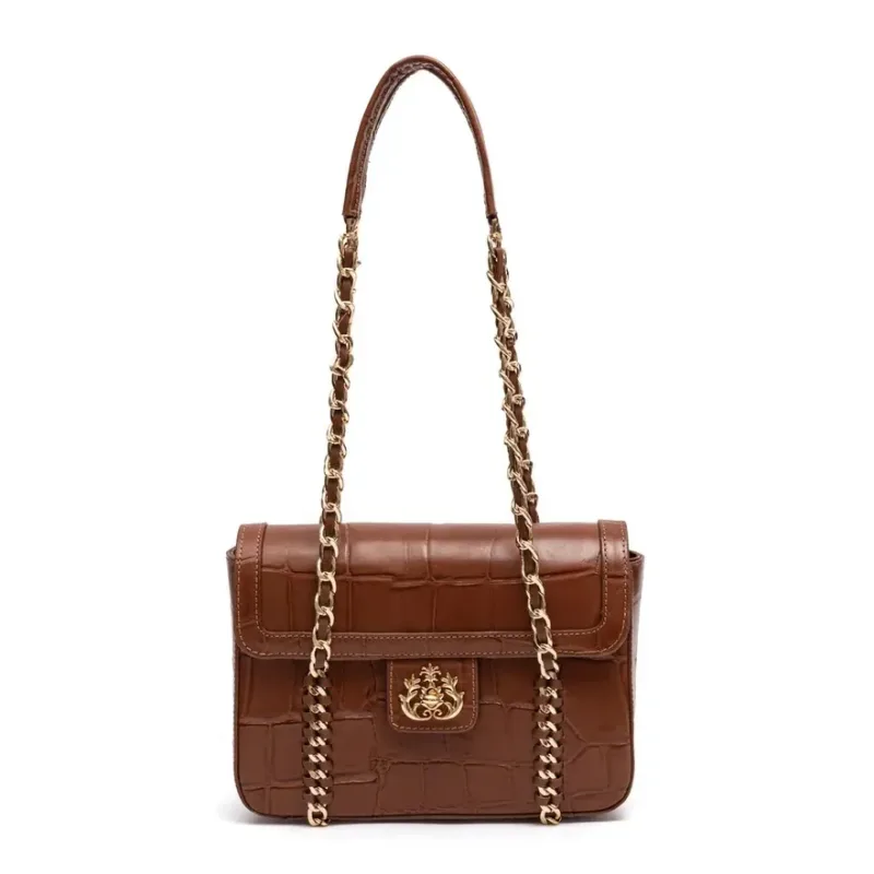 Bolsa Flap Sienna Média Couro Pecan