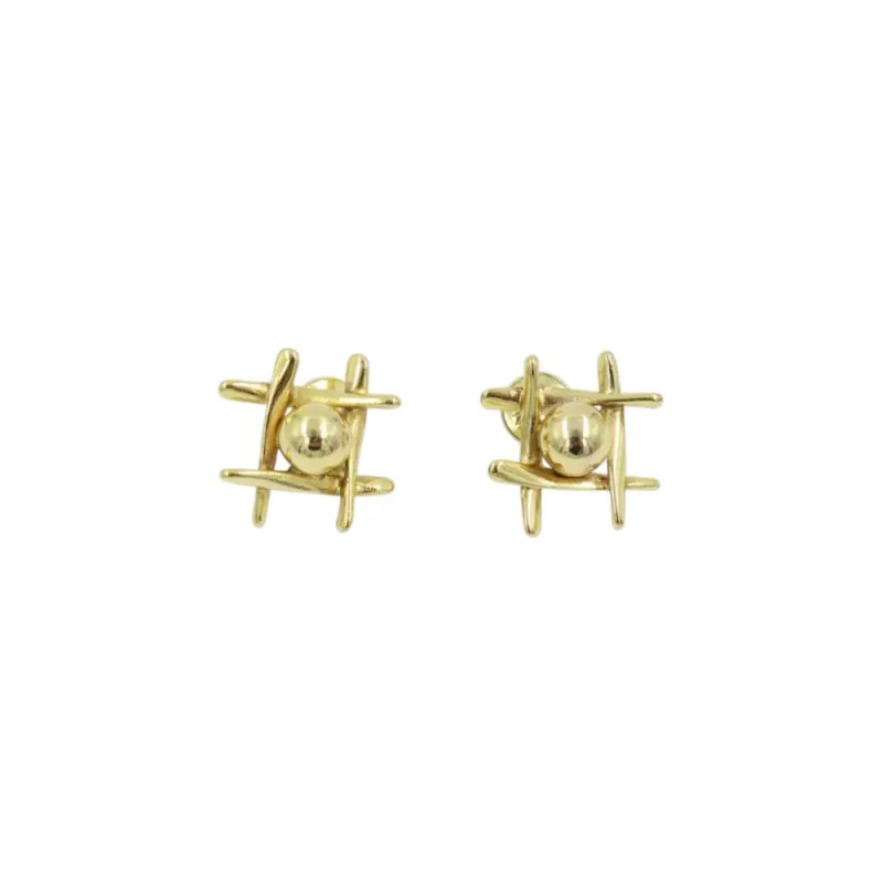 Brinco Claudia Arbex Cruzada Banho Ouro Vintage