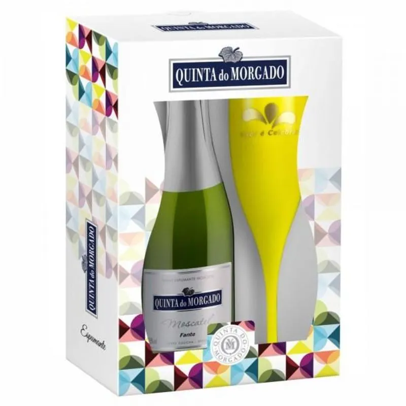 Kit Vinho Esp Moscatel Quinta Morgado Com Taça 12 Maletas